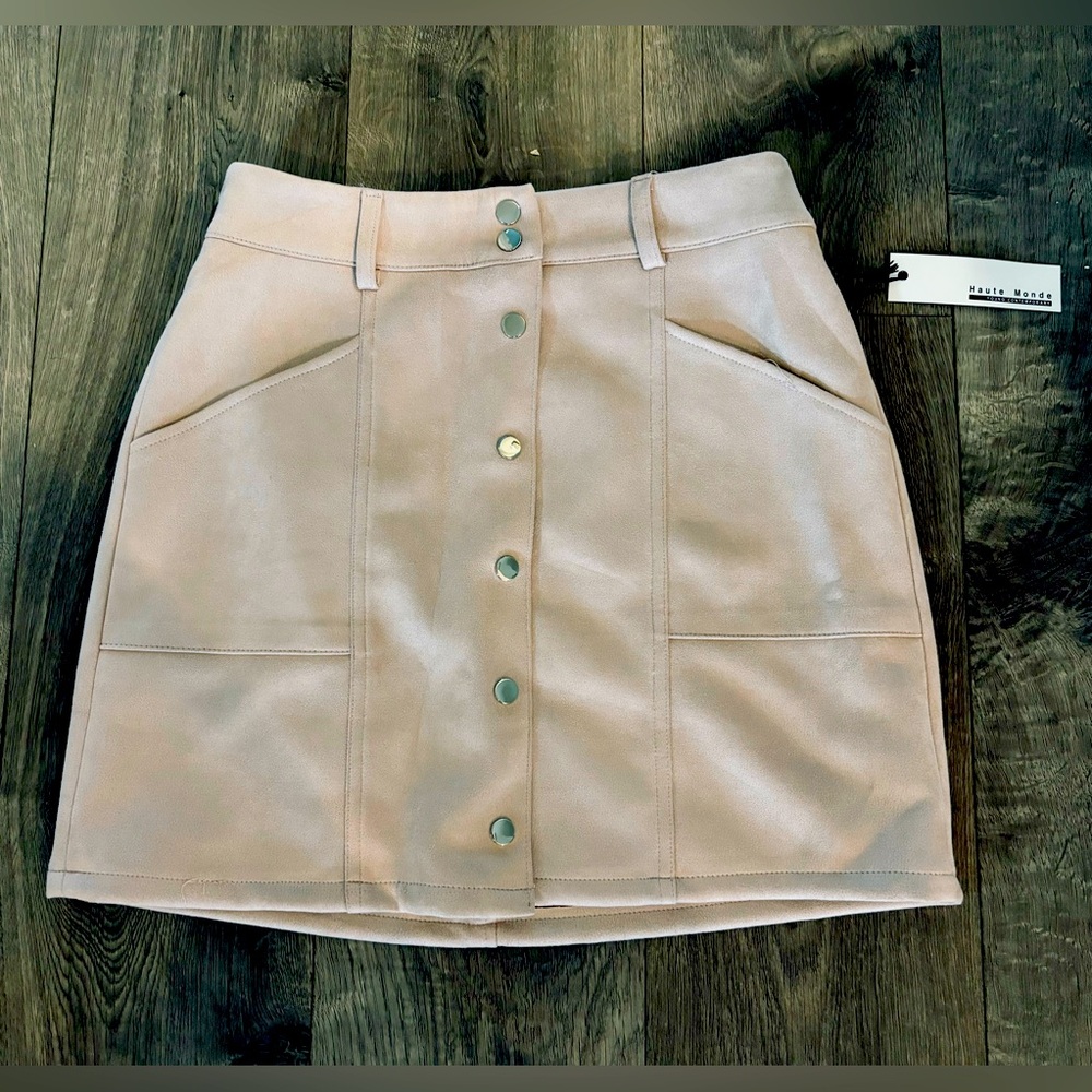 Haute Monde Suede-Like Blush Pink Skirt